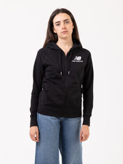 NEW BALANCE - Felpa hoodie con zip Essentials FZ black