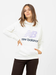 NEW BALANCE - Felpa hoodie Essential Pullover bianca