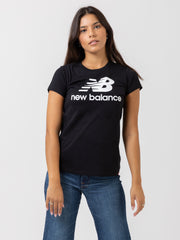 NEW BALANCE - T-shirt Essentials Stacked Logo nero / bianco
