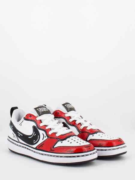 Cartoon Custom Court Borough Low 2 bianco / nero / rosso