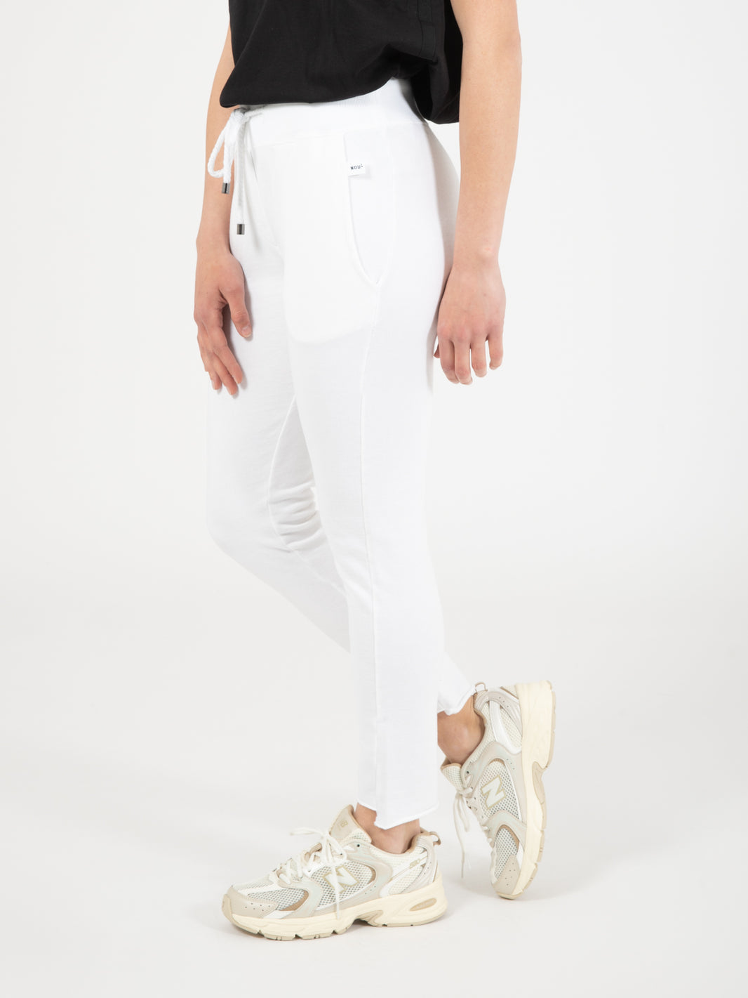 Joggers fondo taglio vivo bianco