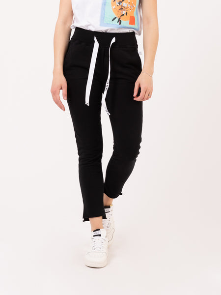 Joggers neri con fettuccia logata