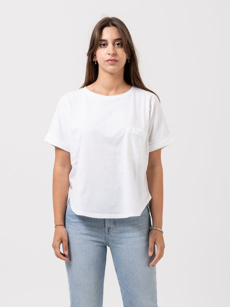 T-shirt ampia fondo tondo bianca