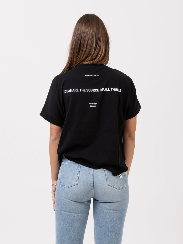 NOU-NOUMENO CONCEPT - T-shirt ampia fondo tondo nera