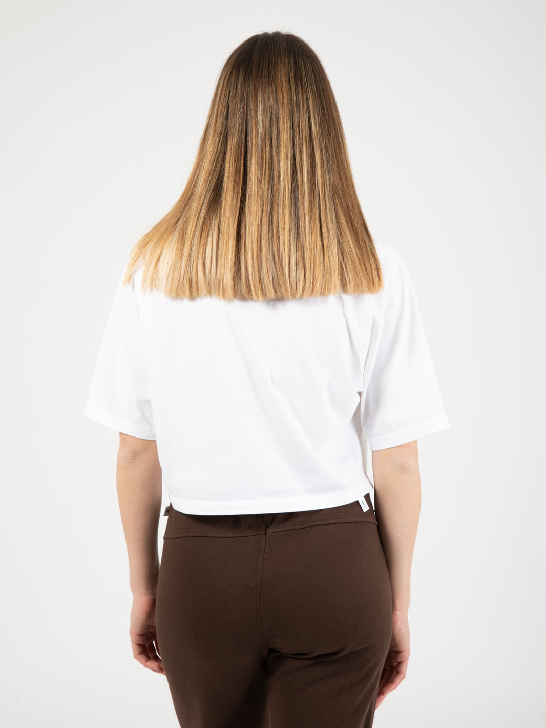 T-shirt crop manica corta bianco