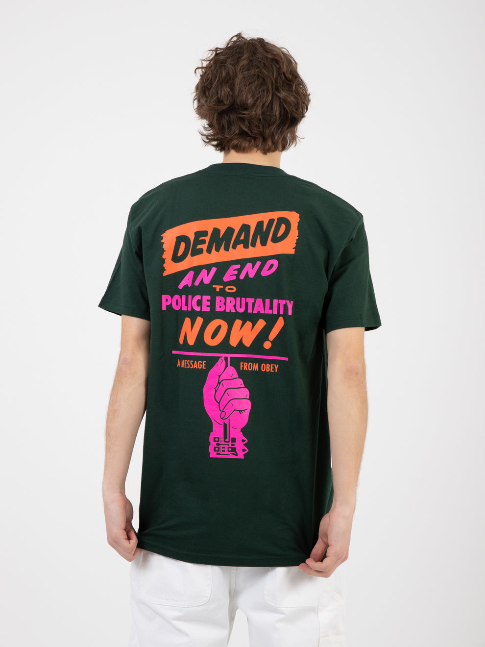 Obey End Police Brutality forest green T-Shirts