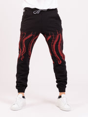 OCTOPUS - Joggers outline nero / rosso