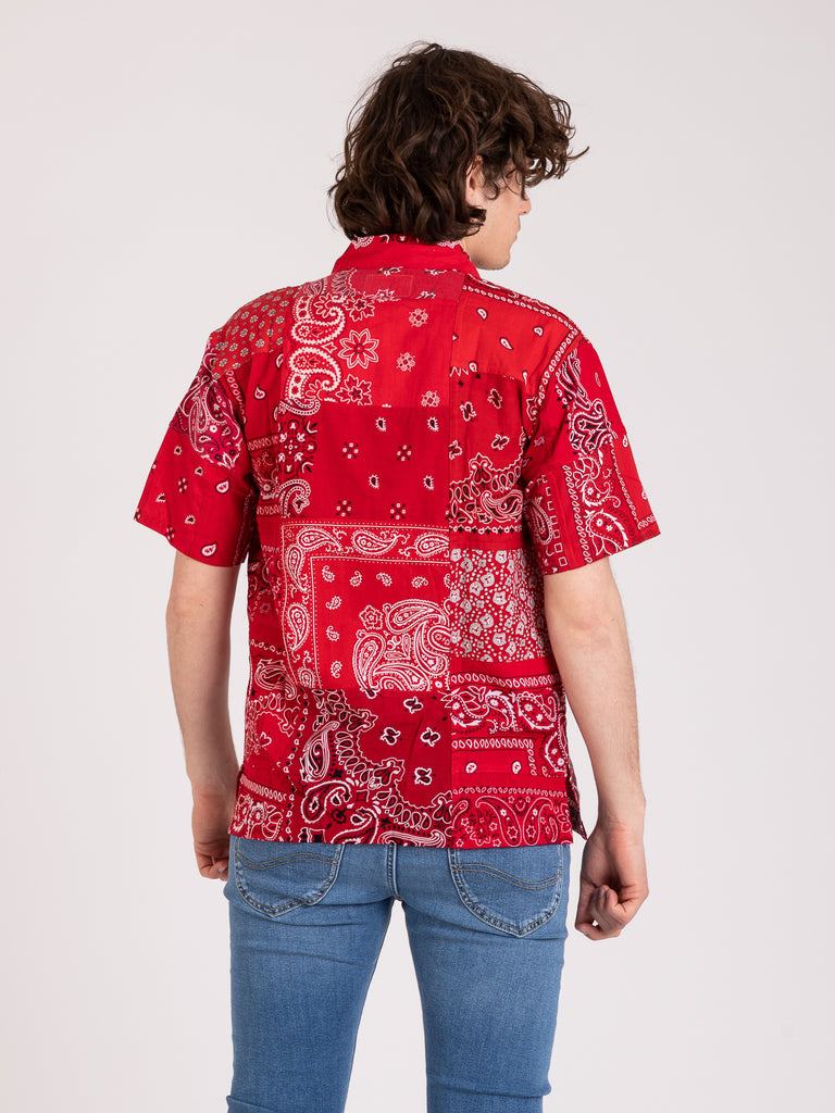 OVERLORD - Camicia maniche corte bandana patchwork rossa