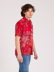 OVERLORD - Camicia maniche corte bandana patchwork rossa