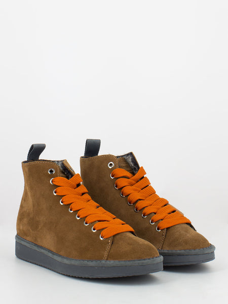 P01 Ankle Boot Suede Faux Fur Lining cognac / amber