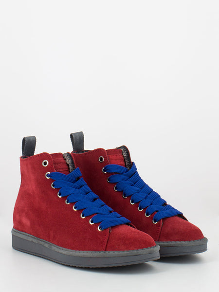 P01 Ankle Boot Suede Faux Fur Lining red / electric blue