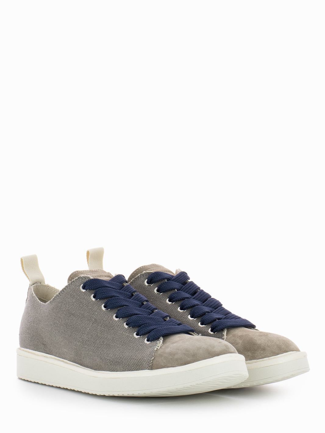 P01 Lace-Up Linen Suede grey / cobalt