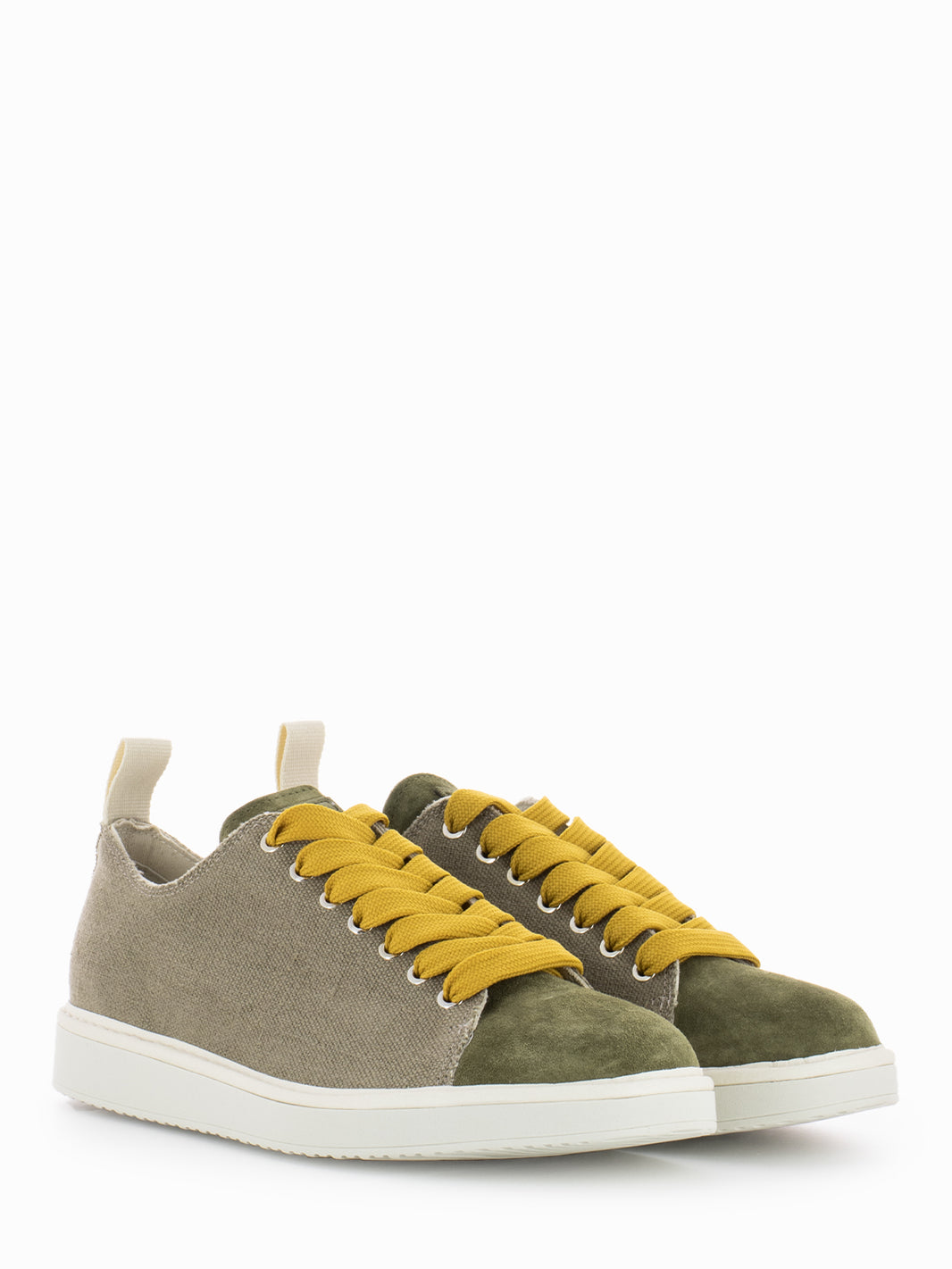 P01 Lace-Up Linen Suede military olive/ yellow