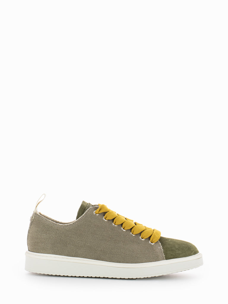 PANCHIC - P01 Lace-Up Linen Suede military olive/ yellow
