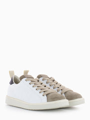 PANCHIC - P01 Lace-Up Microfibre Suede Vamp white / taupe