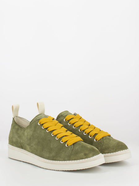 P01 lace-up sustainable suede salvia / giallo