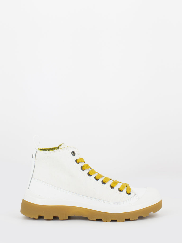 PANCHIC - P03 Ankle Boot Coated Fabric white / yellow