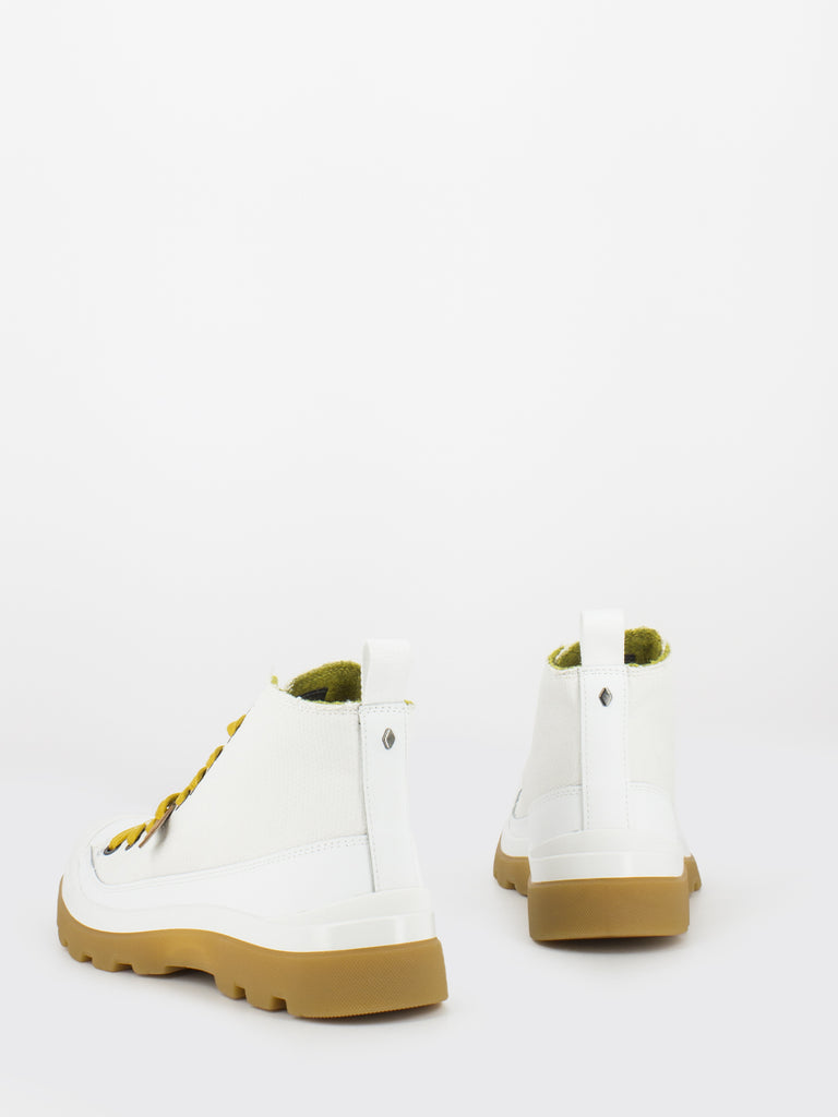 PANCHIC - P03 Ankle Boot Coated Fabric white / yellow