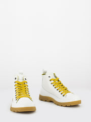 PANCHIC - P03 Ankle Boot Coated Fabric white / yellow