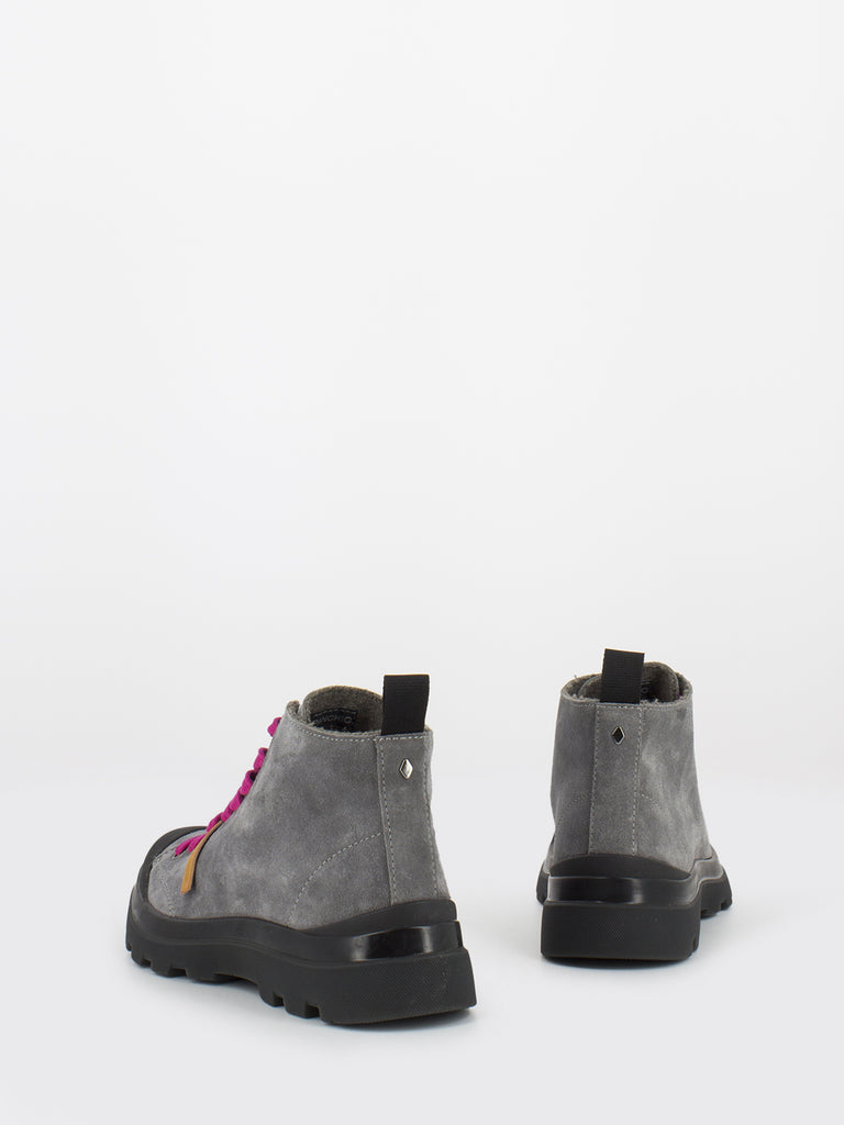 PANCHIC - P03 Ankle boot suede wool lining grey / fuxia