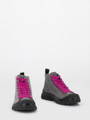 PANCHIC - P03 Ankle boot suede wool lining grey / fuxia