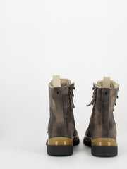 PANCHIC - P03 combat boot washed suede faux fur lining brown