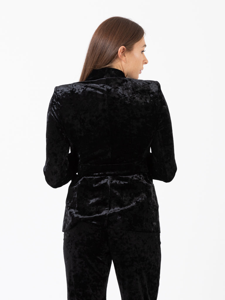 PATRIZIA PEPE - Blazer in velluto nero con cintura