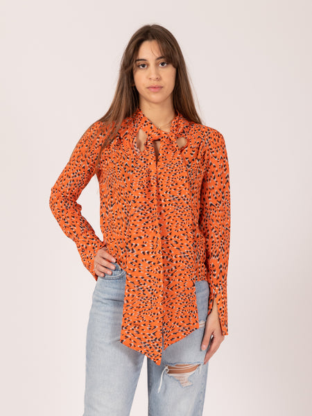 Blusa con fusciacca flame orange animalier