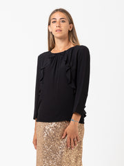 PATRIZIA PEPE - Blusa nera con rouches oblique