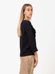 PATRIZIA PEPE - Blusa nera con rouches oblique