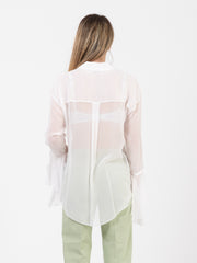 PATRIZIA PEPE - Camicia con rouches e volant rose white