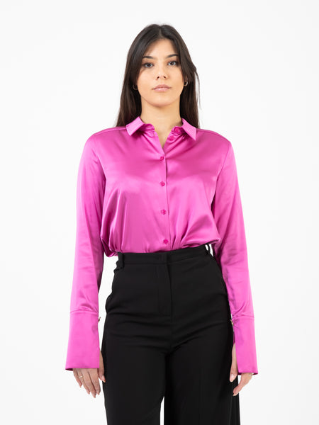 Camicia fluida in raso orchid purple