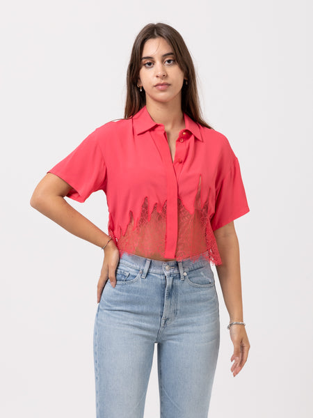 Camicia granadine red con fondo in pizzo