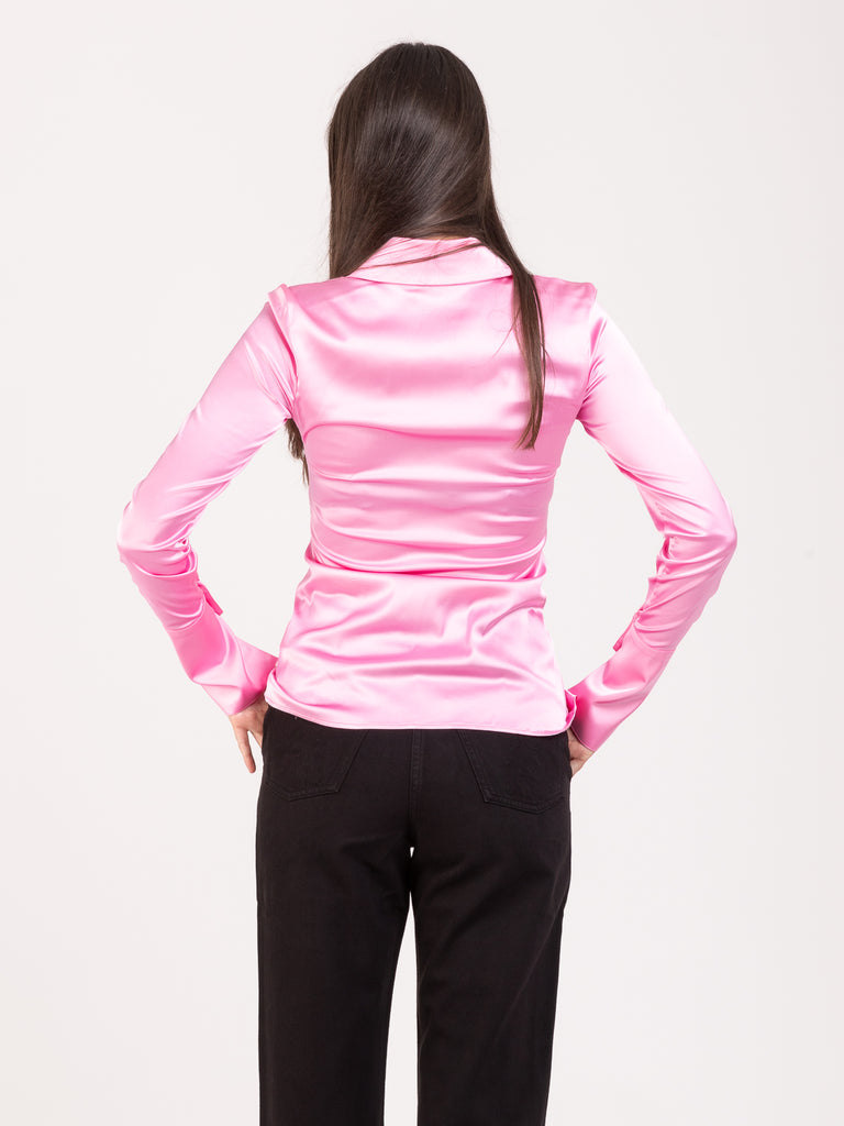 PATRIZIA PEPE - Camicia raso polso alto doll pink