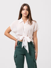 PATRIZIA PEPE - Camicia rose white con nodo