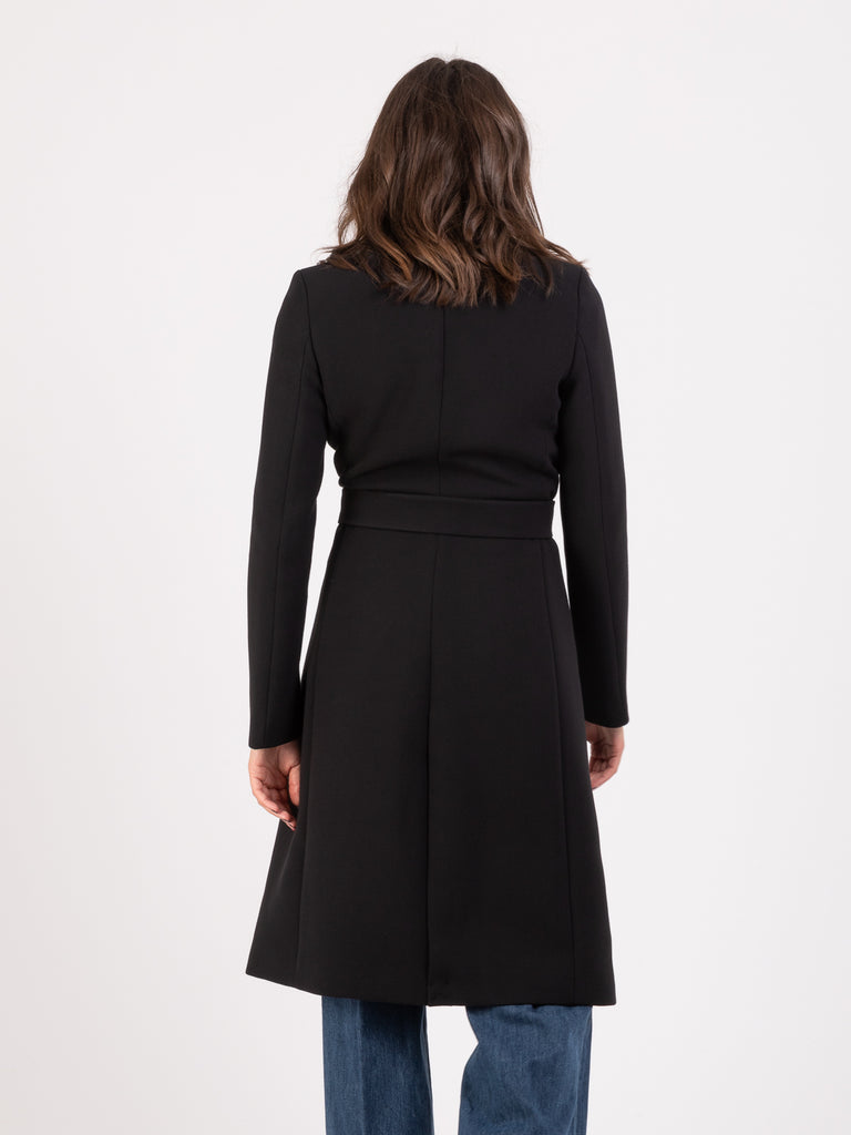 PATRIZIA PEPE - Cappotto Essential nero con cintura