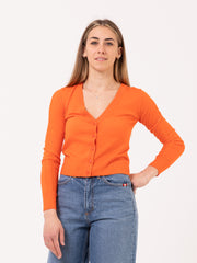 PATRIZIA PEPE - Cardigan in lana leggera flame orange