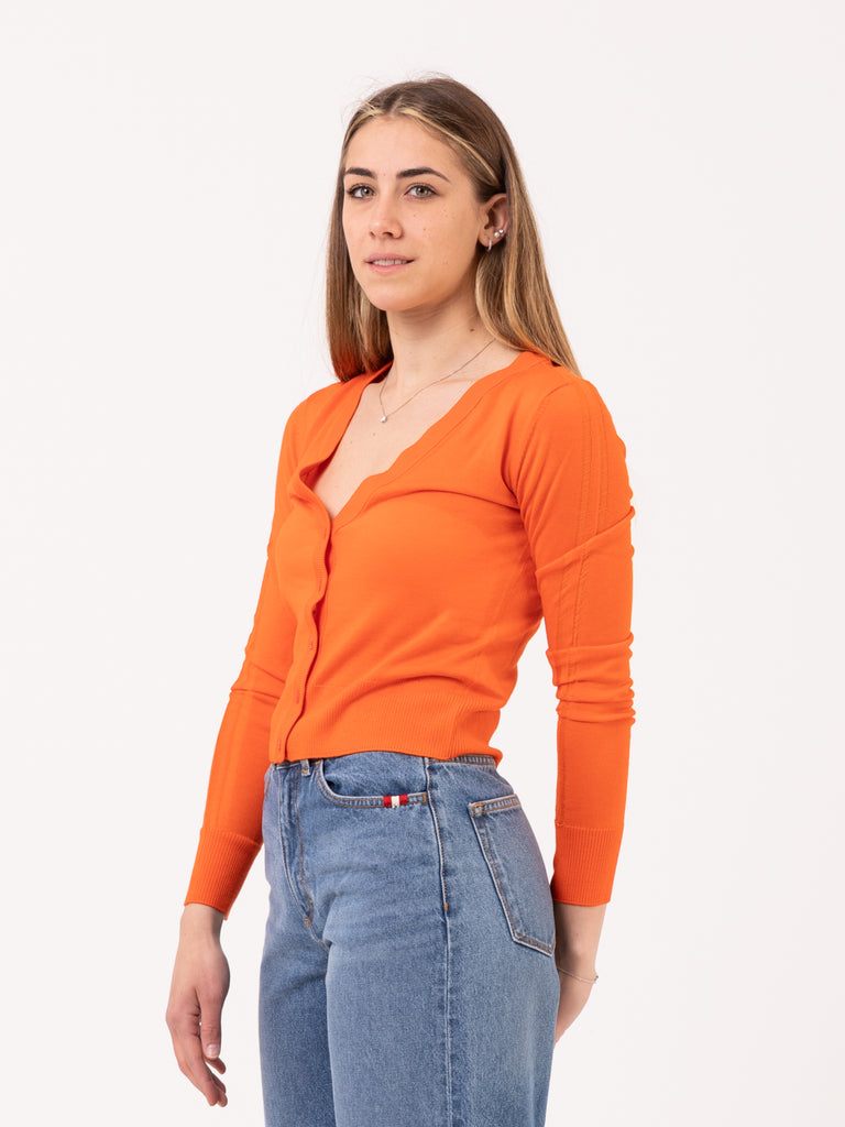 PATRIZIA PEPE - Cardigan in lana leggera flame orange