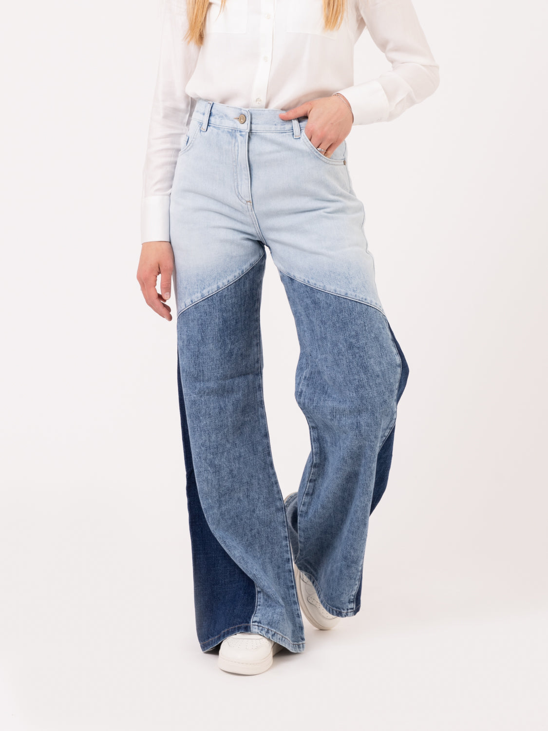 PATRIZIA PEPE - Jeans Flare denim patchwork blue wash | STIMM