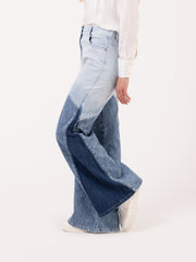 PATRIZIA PEPE - Jeans Flare denim patchwork blue wash