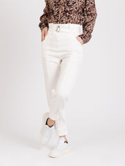 PATRIZIA PEPE - Jeans vita alta paperbag bianchi