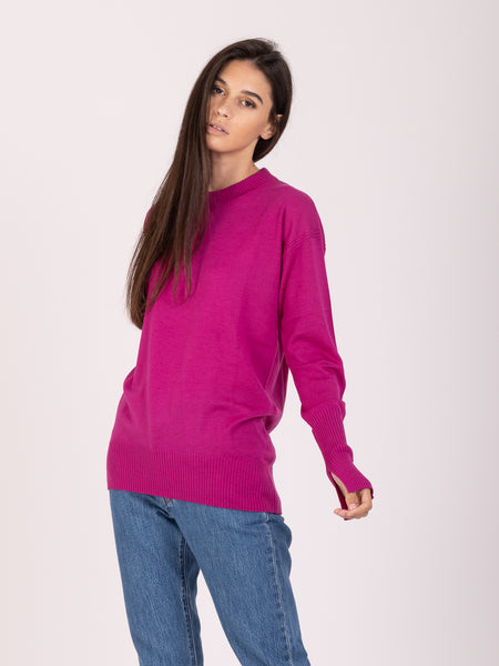 Maglia over girocollo orchid con spacchi e rivetti Fly