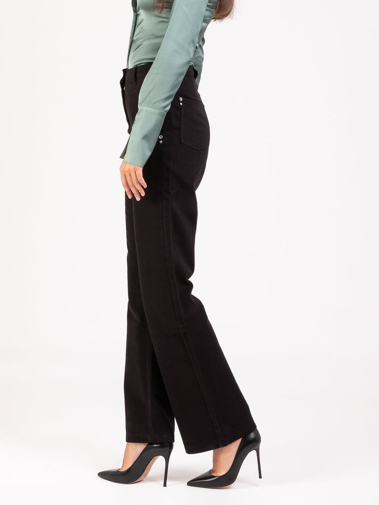 PATRIZIA PEPE - Pantalone a palazzo denim nero