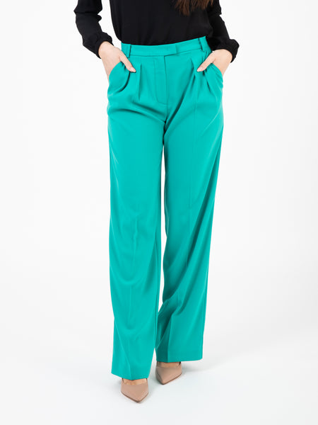 Pantaloni in crepe illusion green