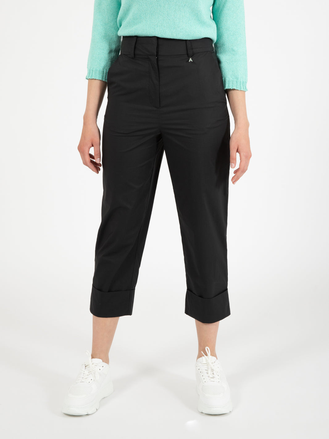 Pantaloni maxi risvolto nero