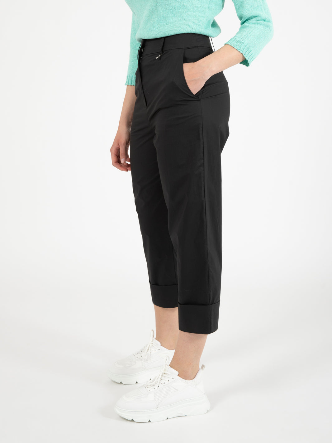 Pantaloni maxi risvolto nero