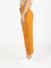 PATRIZIA PEPE - Pantaloni maxi risvolto summer toffee