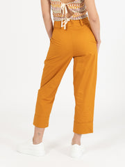 PATRIZIA PEPE - Pantaloni maxi risvolto summer toffee