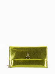 PATRIZIA PEPE - Pochette in pelle rettile shiny lime