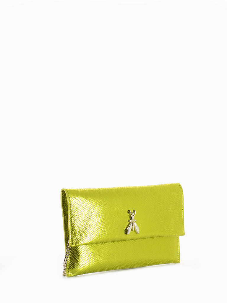 PATRIZIA PEPE - Pochette in pelle rettile shiny lime